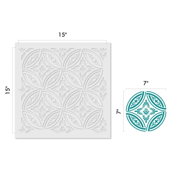 German Interlocking Circles Wallpaper Wall Stencil | 3608 by Designer Stencils | Pattern Stencils | Reusable Stencils for Painting | Safe & Reusable Template for Wall Decor | Try This Stencil Instead of a Wallpaper | Easy to Use & Clean {2}