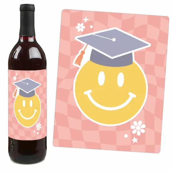 Big Dot of Happiness Groovy Grad - Hippie Graduation Party Decorations for Women and Men - Wine Bottle Label Stickers - Set of 4 {4}