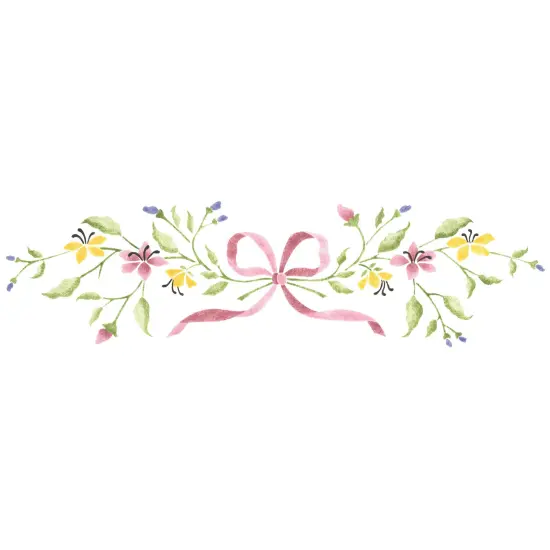 Bow and Flowers Wall Stencil | 2706 by Designer Stencils | {1}