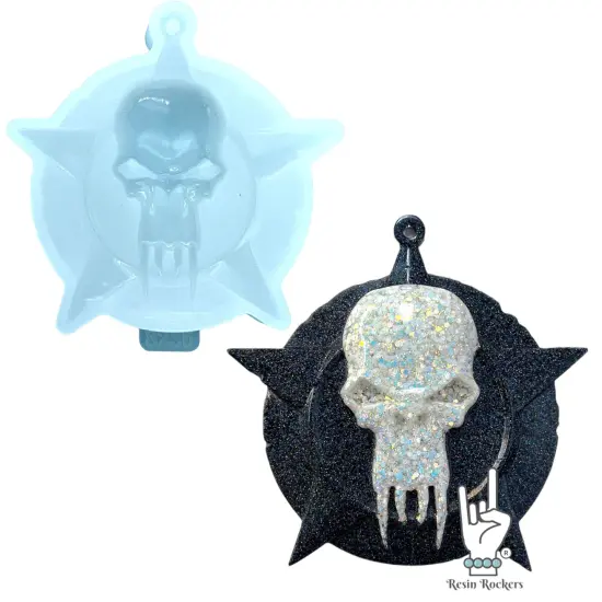 Skull Head Punisher Inspired Badge Keychain Mold for UV Resin and Epoxy Resin {1}