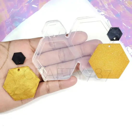 Love Hexagon Dangle Earrings Mold (D2) {1}