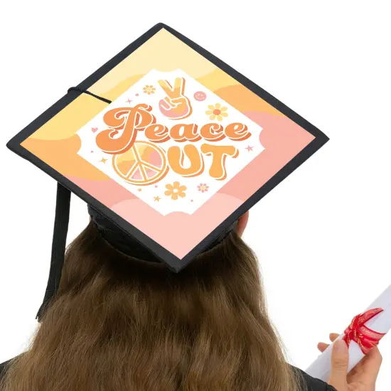 Big Dot of Happiness Peace Out - Groovy Hippie Graduation Cap Decorations Kit - Grad Cap Cover {6}
