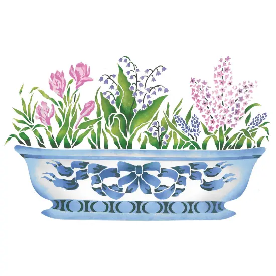 Small Spring Bulbs in Porcelain Bowl Wall Stencil | 2562 by Designer Stencils | Floral Stencils | Reusable Art Craft Stencils for Painting on Walls, Canvas, Wood | Reusable Plastic Paint Stencil for Home Makeover | Easy to Use & Clean Art Stencil {1}