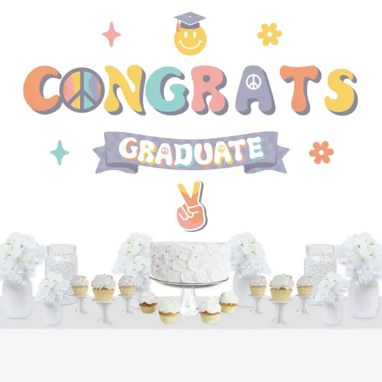 Big Dot of Happiness Groovy School Graduation Party Photo Backdrop - Wall Decals {1}