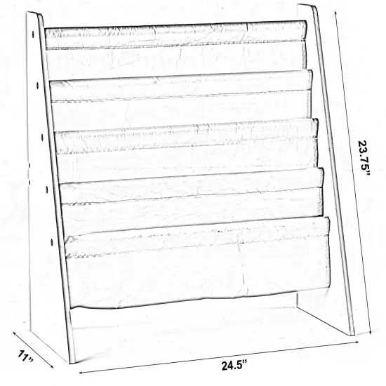 4 Tiered Colorful Lined Kids' Sling Magazine Book Rack {3}