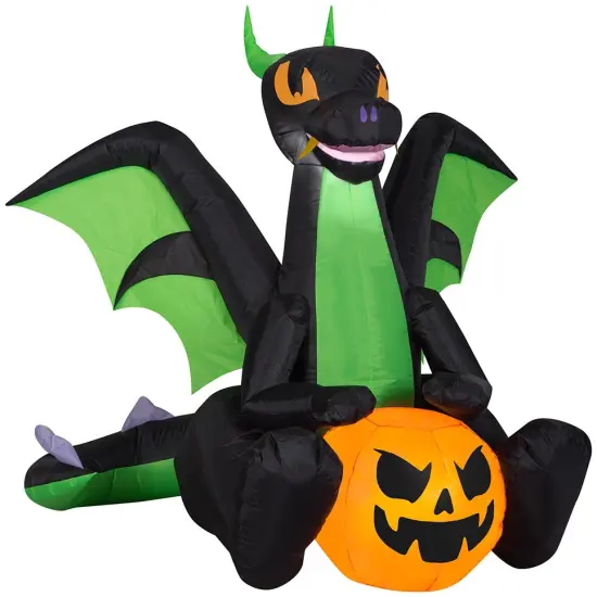 4' Gemmy Airblown Sitting Green Baby Dragon 227906 {1}