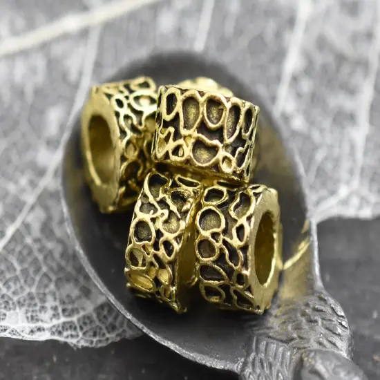 *20* 11x7mm Antique Gold Large Hole Rondelle Beads {1}