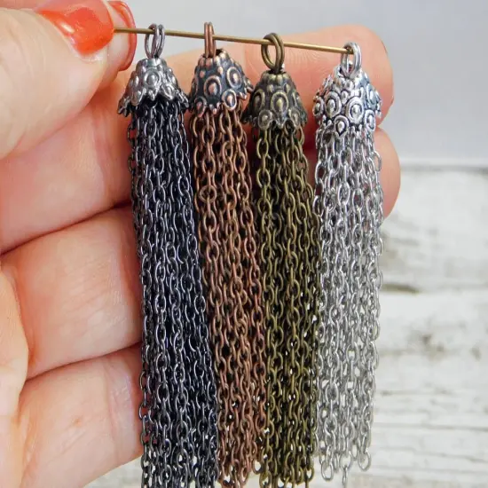 69x12mm Chain Tassel -- Choose Your Color Antique Silver(2030) {3}