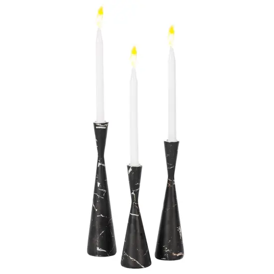 Marble Resin Candle Holders - Set of 3 Exquisite Decorative Taper Candlesticks for Luxurious Home Decor, Elegant Dining Table Centerpieces, Stylish Interior Accents, and Exclusive Event Illumination {7}