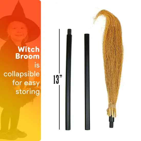 Witch Broomstick Costume Accessories - Realistic Wizard Flying Broom Stick Accessory for Costumes {3}