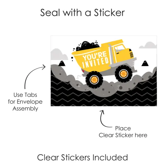 Big Dot of Happiness Dig It - Construction Party Zone - Fill-In Cards - Baby Shower or Birthday Party Fold and Send Invitations - Set of 8 {7}