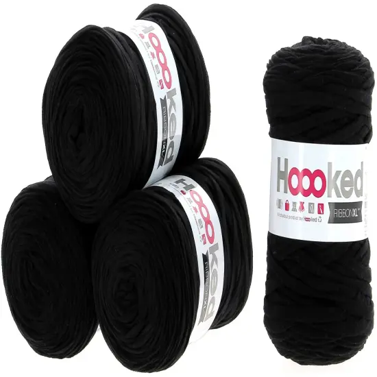 Multipack of 4 - Hoooked Ribbon XL Yarn-Black Night {1}