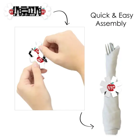 Big Dot of Happiness NYC Cityscape - New York City Party Paper Napkin Holder - Napkin Rings - Set of 24 {6}