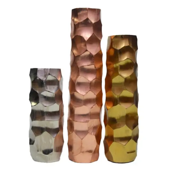 Set of 3 Decorative Modern Metal Honeycomb Design Table Flower Vase for Dining Room, Living Room Bedroom, or Wedding {4}
