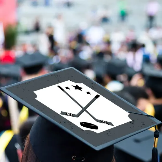 Big Dot of Happiness Grad Hockey - Graduation Cap Decorations Kit - Grad Cap Cover {4}