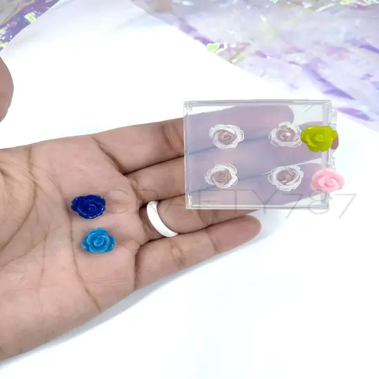 Gloss Rose 10mm Flower Stud Silicone Mold 2 pairs(A10) {1}