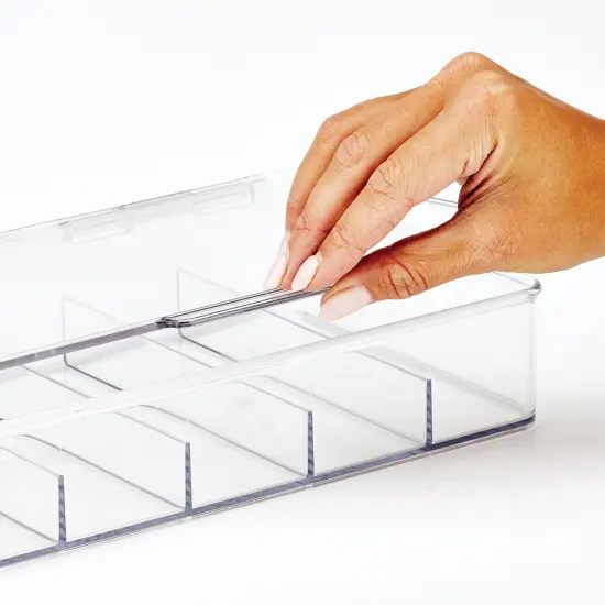 mDesign Plastic Divided First Aid Box Kit, 5 Sections/Hinge Lid, 2 Pack - Clear {2}