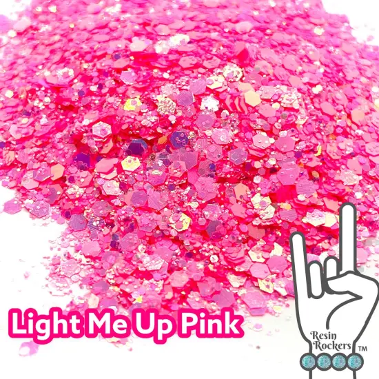 Light Me Up Pink Florescent Holographic Premium Pixie for Poxy Chunky Glitter Mix {1}