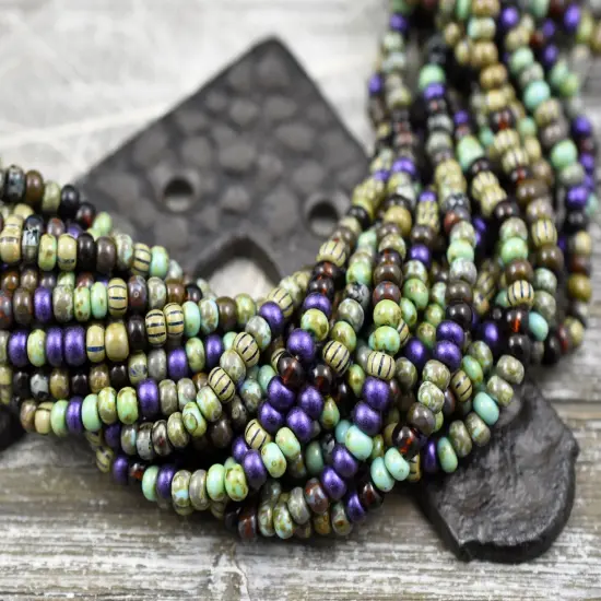 4/0 Aged Velvet Sunrise Picasso Seed Bead Mix (20" Strand) {2}