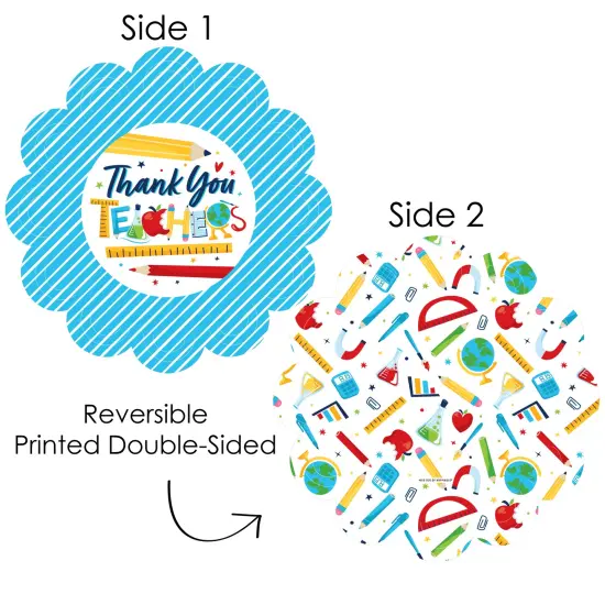Big Dot of Happiness Thank You Teachers - Teacher Appreciation Round Table Decorations - Paper Chargers - Place Setting For 12 {4}