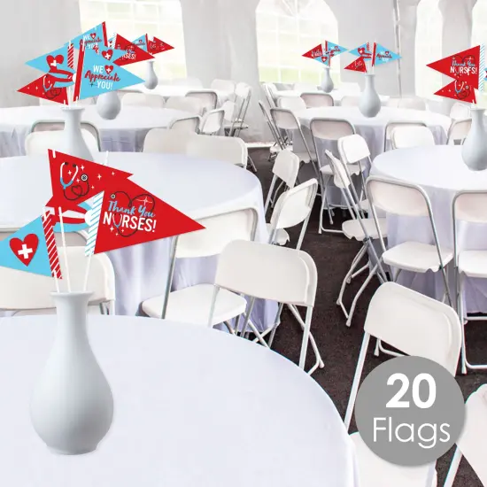 Big Dot of Happiness Thank You Nurses - Triangle Nurse Appreciation Week Photo Props - Pennant Flag Centerpieces - Set of 20 {3}