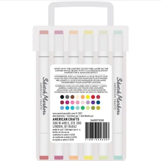 American Crafts - Sketch Markers Collection - Dual Tip - Chisel and Fine Point - 24 Color Pack 34007550 {3}