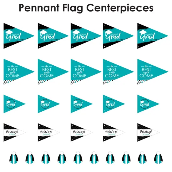 Big Dot of Happiness Teal Grad - Best is Yet to Come - Triangle Turquoise Graduation Party Photo Props - Pennant Flag Centerpieces - Set of 20 {7}