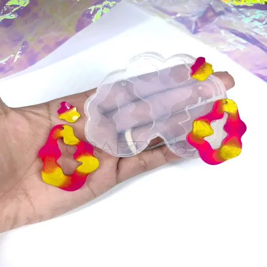 Wavy Oval Freeform Dangle Earrings Silicone Mold {1}
