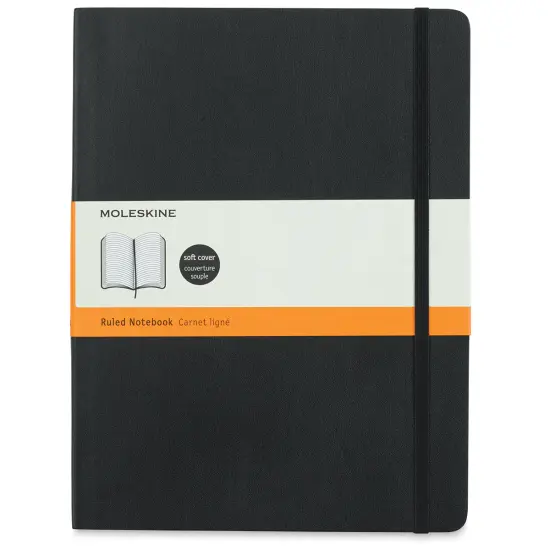 Moleskine Classic Soft Cover Notebook - Black, Ruled, 9-3/4" x 7-1/2" {1}