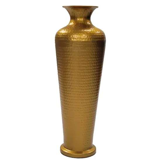 Decorative Modern Gold Metal Hammered Floor Vase - Elegant 23-Inch-Tall Trumpet Shape for Entryway, Living Room, or Dining Room Perfect for Home Decor, Interior Design, Flower Arrangement Display {2}