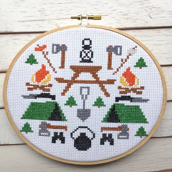 Camping Counted Cross Stitch DIY KIT Intermediate {1}