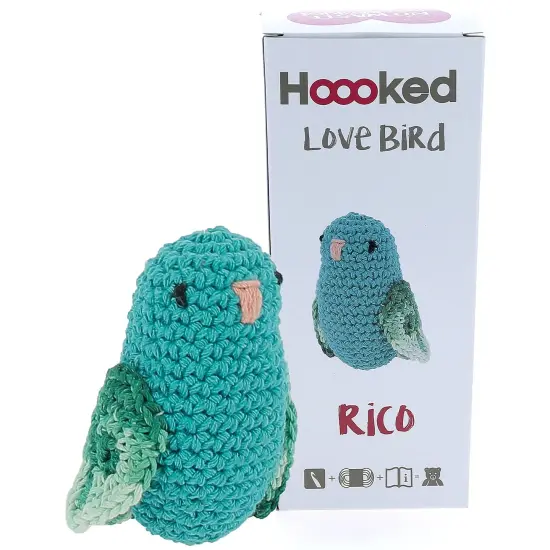 Multipack of 2 - Hoooked Love Bird Yarn Kit W/Eco Barbante Yarn-Turquoise {3}