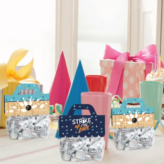 Big Dot of Happiness Strike Up the Fun Bowling DIY Birthday Party or Baby Shower Clear Goodie Favor Bag Labels Candy Bags with Toppers Set of 24 {7}