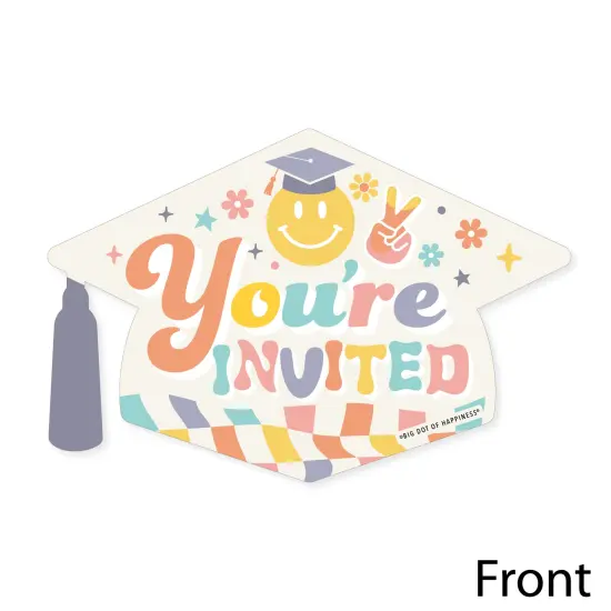 Big Dot of Happiness Groovy Grad - Shaped Fill-In Invitations - Hippie Graduation Party Invitation Cards with Envelopes - Set of 12 {4}