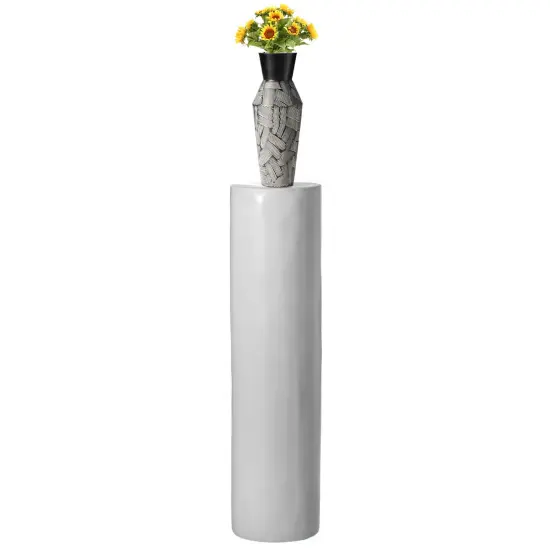 Contemporary Decorative Modern Fiberglass Pillar Column Flower Stand -Photography Props - Stylish Cylinder Shape Versatile Pedestal for Wedding, Living Room, or Dining Room Decor White {9}