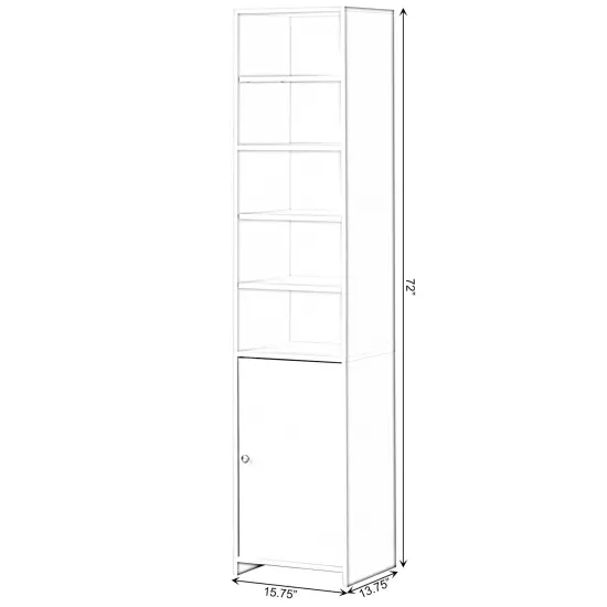 Tall Freestanding Bathroom Laundry Storage Organizer Cabinet Linen Tower, White {5}