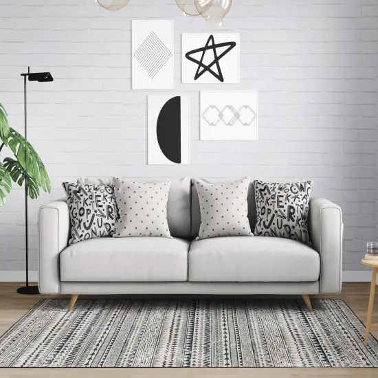 Deerlux Boho Living Room Area Rug with Nonslip Backing, Bohemian Tribal Print Pattern {3}