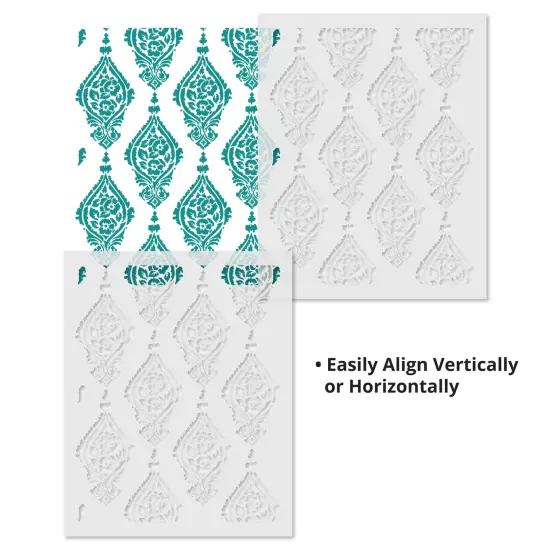 Paisley Damask Wallpaper Stripe Wall Stencil | 3603 by Designer Stencils | Pattern Stencils | Reusable Stencils for Painting | Safe & Reusable Template for Wall Decor | Try This Stencil Instead of a Wallpaper | Easy to Use & Clean Art Stencil Pattern {3}