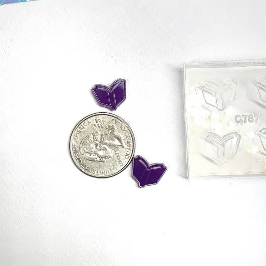 Open Book Stud Earring Mold(A4) {3}