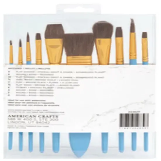 PAINT BRUSHES -AC- ART SUPPLY BASICS - WATERCOLOR-NATURAL BRISTLES 10 Pcs 354839 {4}