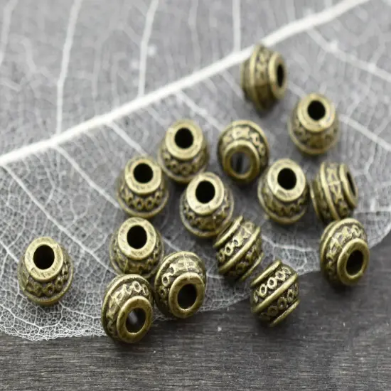 *50* 9x7mmAntique Bronze Large Hole Barrel Beads {4}