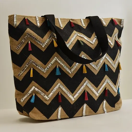 Linwood Bold Chevron Stripe Jute Tote Bag Quilting Essential {3}