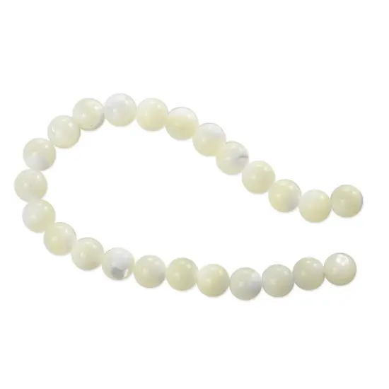 JewelrySupply Mother of Pearl Round Beads 8mm Bleached (16" Strand) {1}
