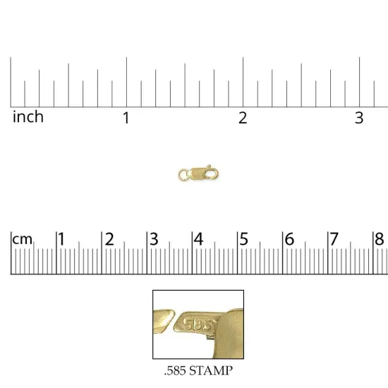 Jewelry Lobster Claw Clasp 7x2.5mm 14 Karat Solid Yellow Gold {2}