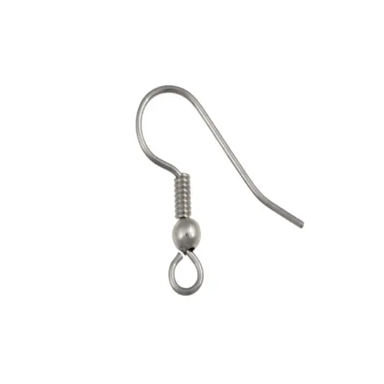 JewelrySupply French Hook Earring Wire with Bead & Spring Surgical Stainless Steel (10-Pcs) {1}