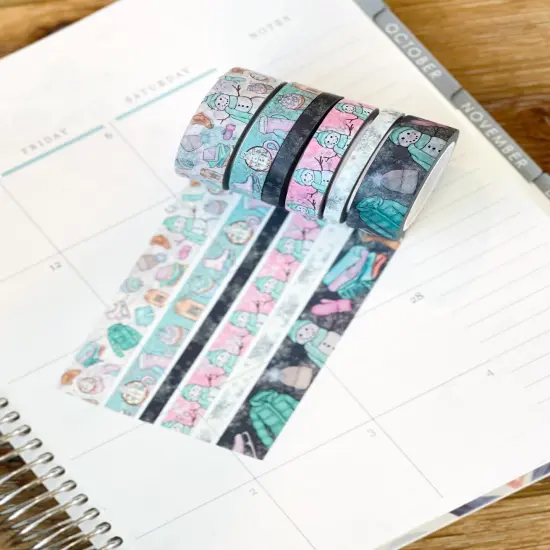 Winter Snowflakes Snowmen White & Blue Washi Tape Set (#W048) {4}