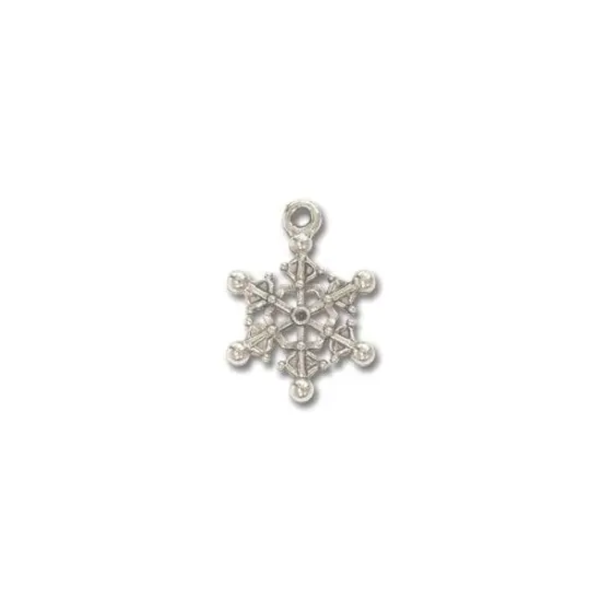 Charm for Jewelry Making - Snowflake 16x15mm Pewter Antique Silver Plated (1-Pc) {1}
