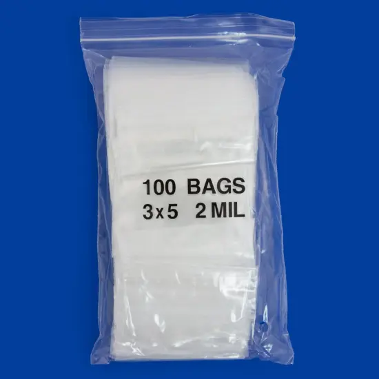 Clear Plastic Reclosable Zipper Bags 3x5 W/White Block (Package of 100) {3}