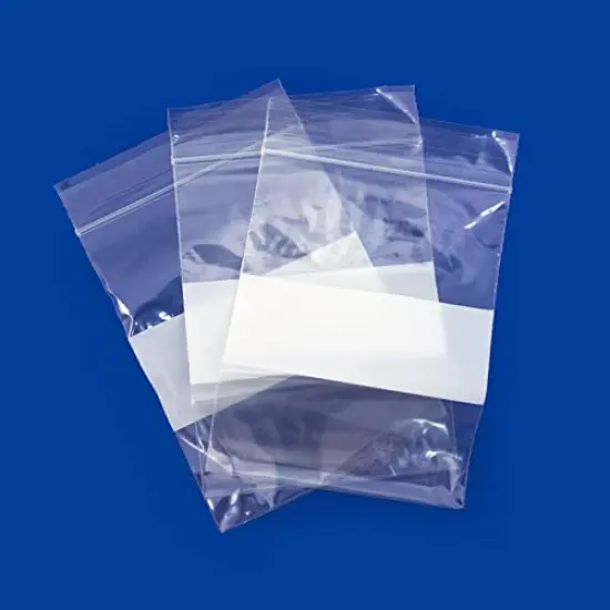 Clear Plastic Reclosable Zipper Bags 3x4 W/White Block (Package of 100) {2}
