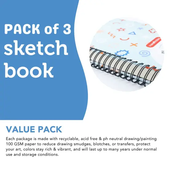 3 PACK - Incraftables Art Sketchbook (125 Pages) Spiral Bound. Hardcover Perforated Paper Pad (8.5&rdquo; x 11&rdquo; Big) Art Sketch Book for Artists & Beginners. Heavy Duty Sketch Notebook for Drawing & Panting (A4) {3}